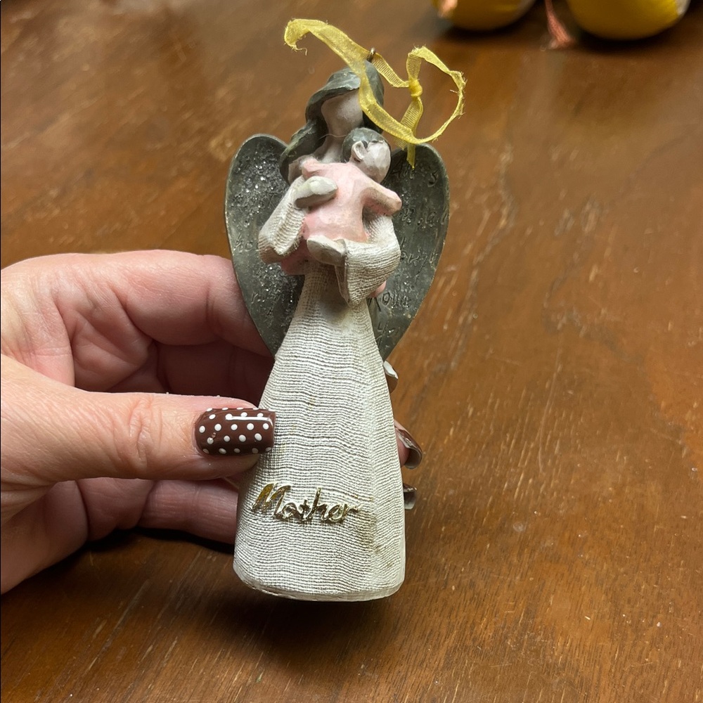 Mother Angel Figurine with holding Child ornament